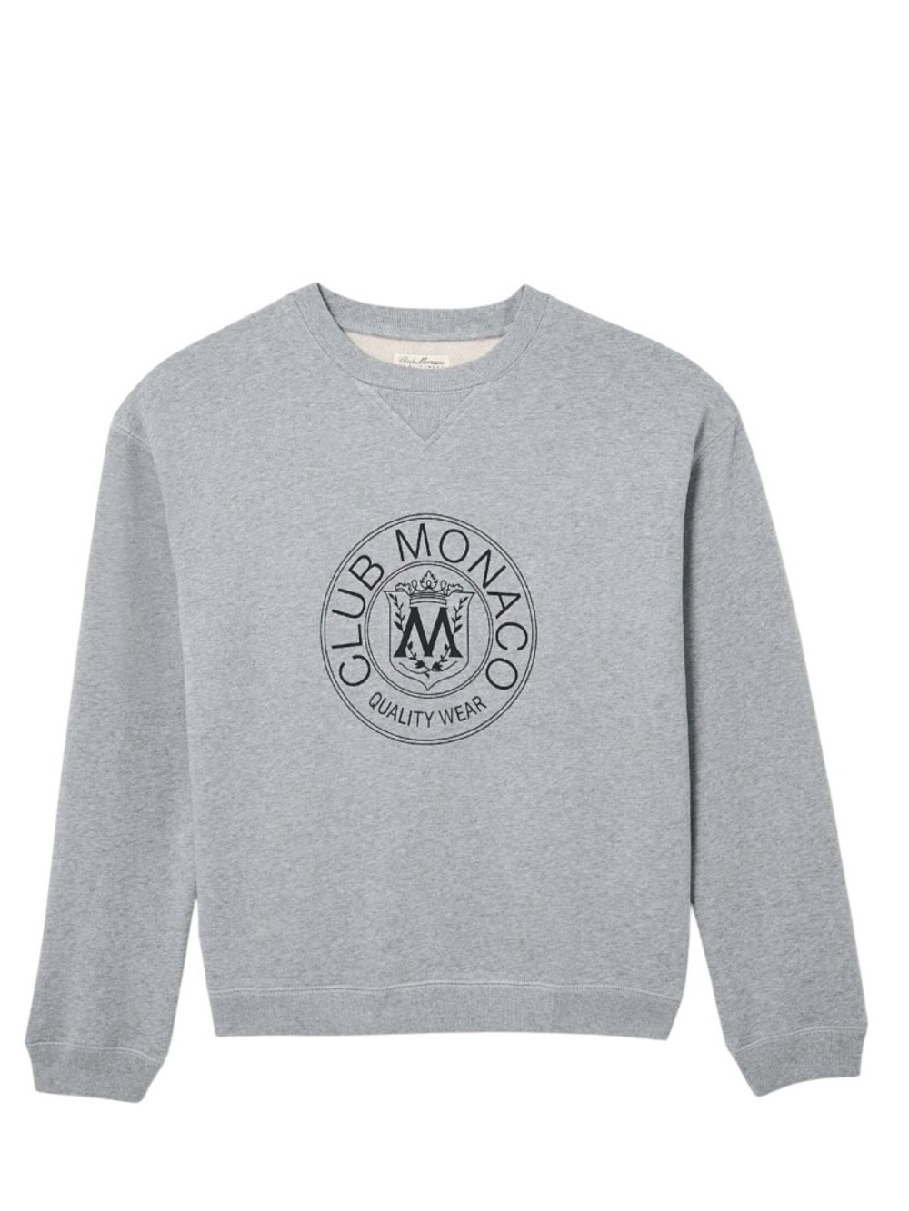 Club Monaco crewneck sweatshirt in grey with heritage crest logo good condition